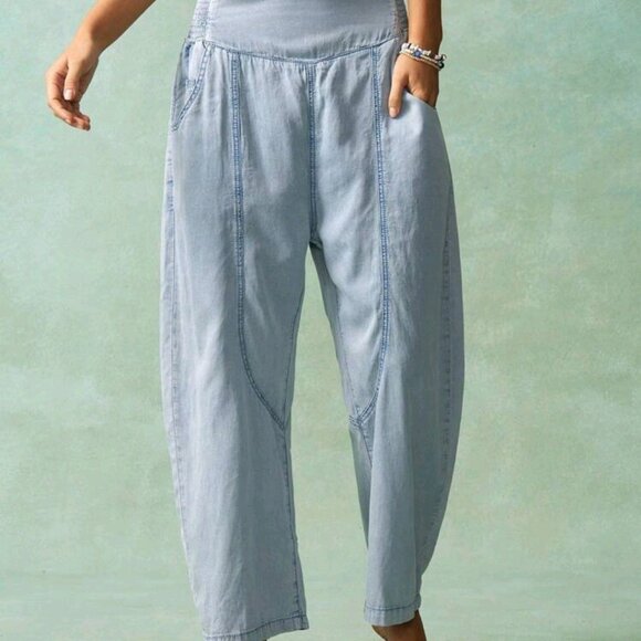 Bohemela Harem Cropped Pull On Jeans Womens 2XL Light Blue EUC - Picture 1 of 7